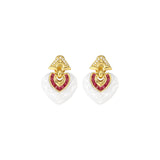 Heart-Shaped Ceramic Emerald Vintage Earrings