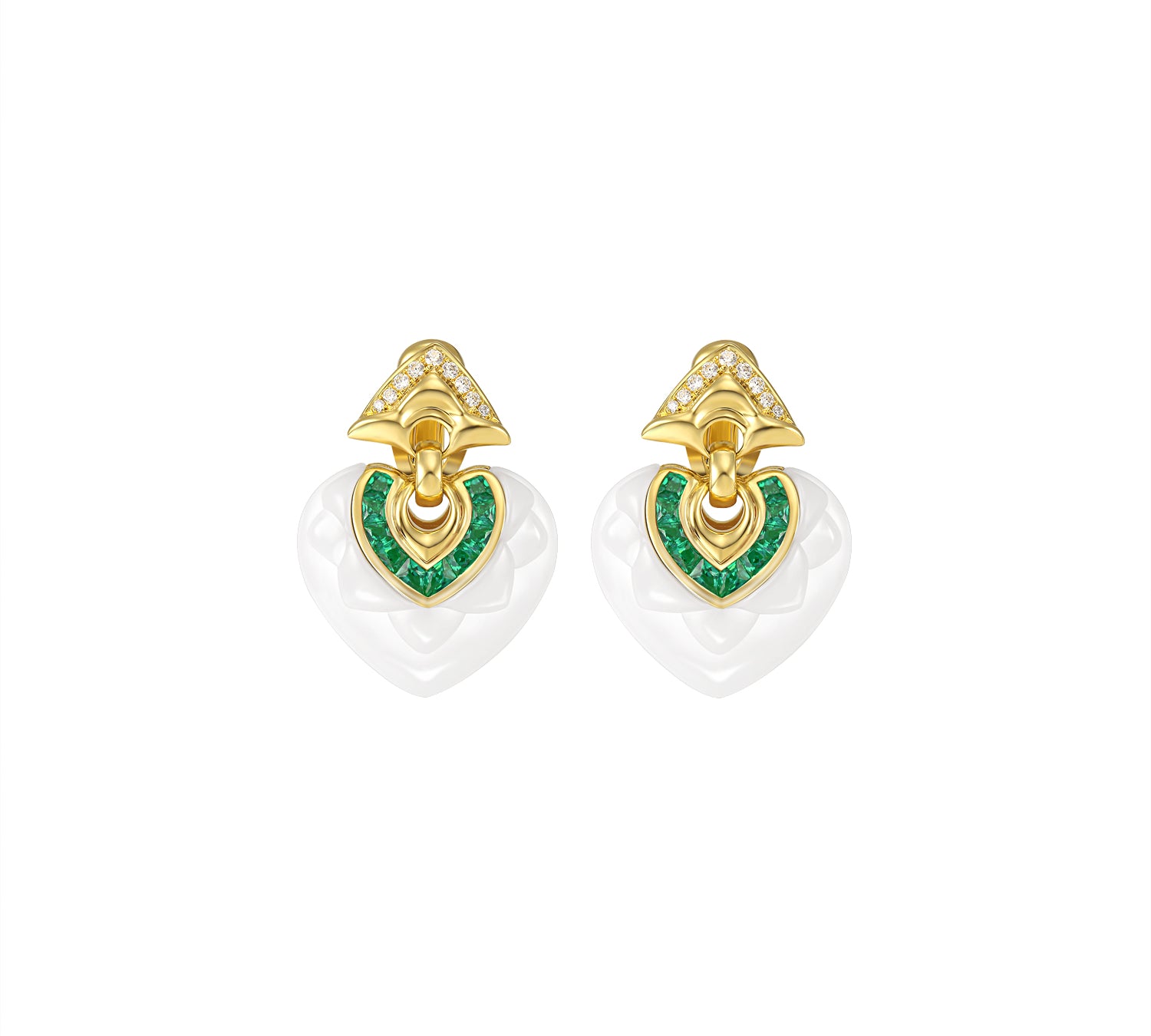 Heart-Shaped Ceramic Sapphire Vintage Earrings