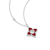 925 Sterling Silver Red Agate Quatrefoil Pendant