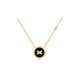 Black Onyx Cross Badge 925 Silver Necklace