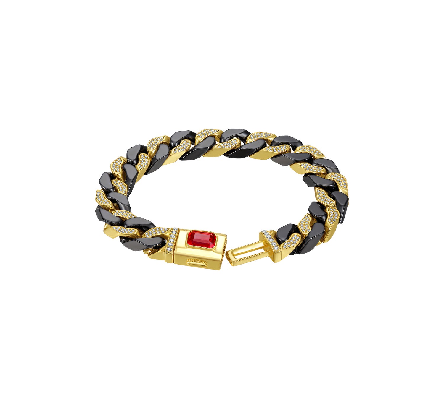 Artistic Ceramic Cuban Link Bracelet With Ruby