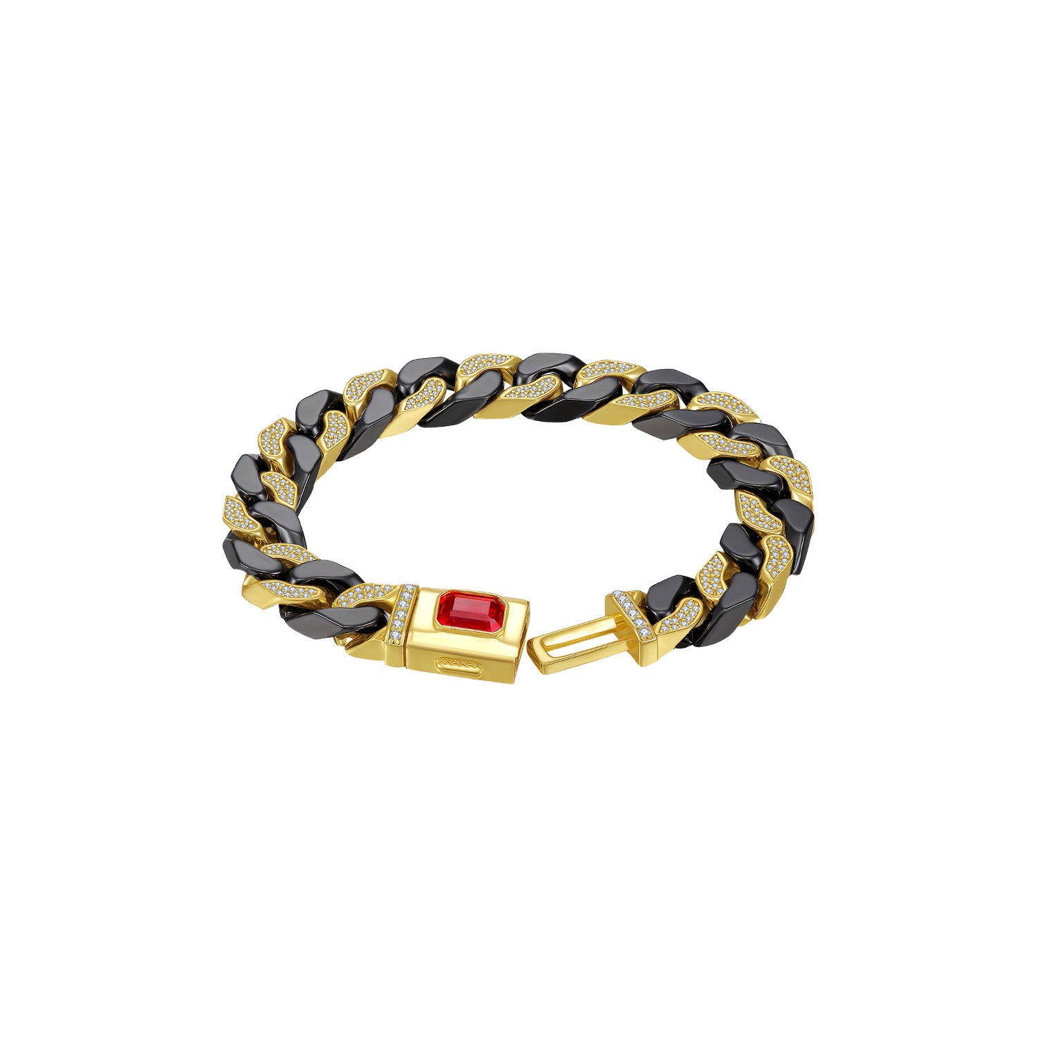 Artistic Ceramic Cuban Link Bracelet With Ruby