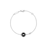 Black Onyx Cross Badge 925 Silver Bracelet
