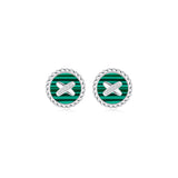 Malachite Cross Badge 925 Silver Stud Earrings