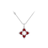 925 Sterling Silver Red Agate Quatrefoil Pendant
