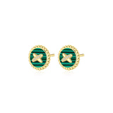Malachite Cross Badge 925 Silver Stud Earrings