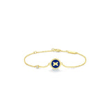 Blue Agate Cross Badge 925 Silver Bracelet
