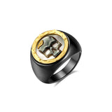 Gold rose skull ring