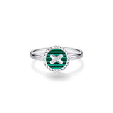 Malachite Cross Badge 925 Silver Ring