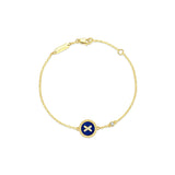 Blue Agate Cross Badge 925 Silver Bracelet