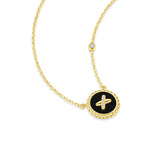 Black Onyx Cross Badge 925 Silver Necklace