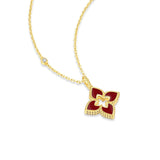 925 Sterling Silver Red Agate Quatrefoil Pendant