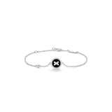 Black Onyx Cross Badge 925 Silver Bracelet