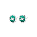 Malachite Cross Badge 925 Silver Stud Earrings
