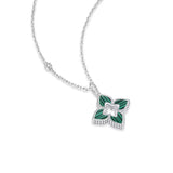 925 Sterling Silver Malachite Quatrefoil Pendant