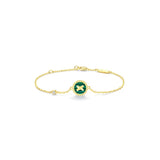 Malachite Cross Badge 925 Silver Bracelet