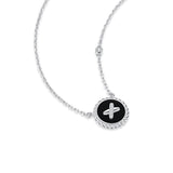 Black Onyx Cross Badge 925 Silver Necklace