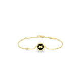 Black Onyx Cross Badge 925 Silver Bracelet