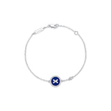 Blue Agate Cross Badge 925 Silver Bracelet