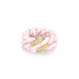 PAVE PINK CERAMIC LINK RING