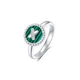 Malachite Cross Badge 925 Silver Ring