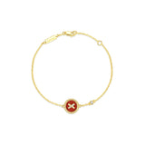 Red Agate Cross Badge 925 Silver Bracelet
