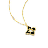 925 Sterling Silver Black Onyx Quatrefoil Pendant