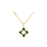 925 Sterling Silver Malachite Quatrefoil Pendant