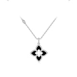 925 Sterling Silver Black Onyx Quatrefoil Pendant