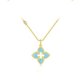 925 Sterling Silver Turquoise Quatrefoil Pendant