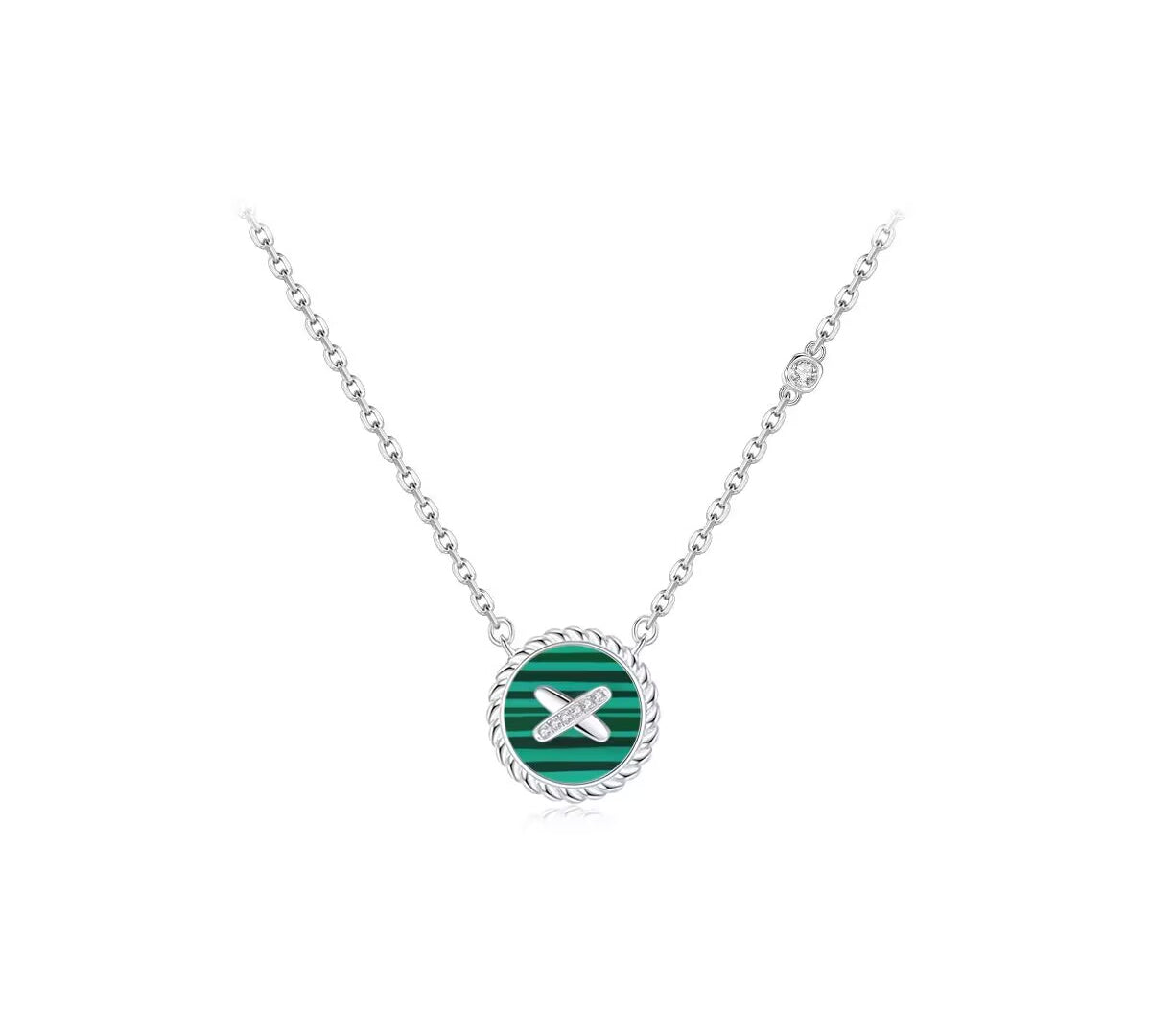 Malachite Cross Badge 925 Silver Pendant