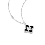 925 Sterling Silver Black Onyx Quatrefoil Pendant