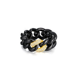 OBSIDIAN BLACK CERAMIC LINK RING