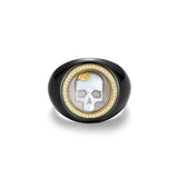 Gold rose skull ring
