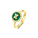 Malachite Cross Badge 925 Silver Ring