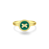 Malachite Cross Badge 925 Silver Ring