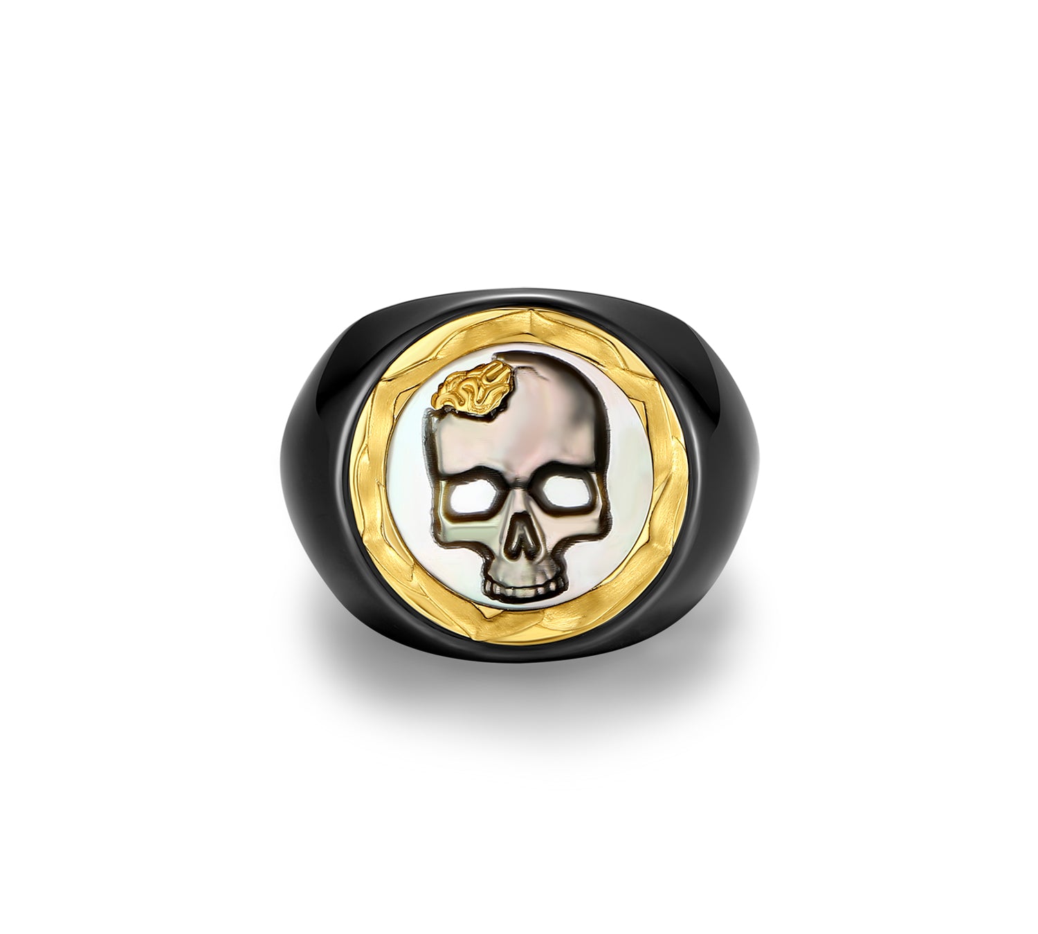 Gold rose skull ring