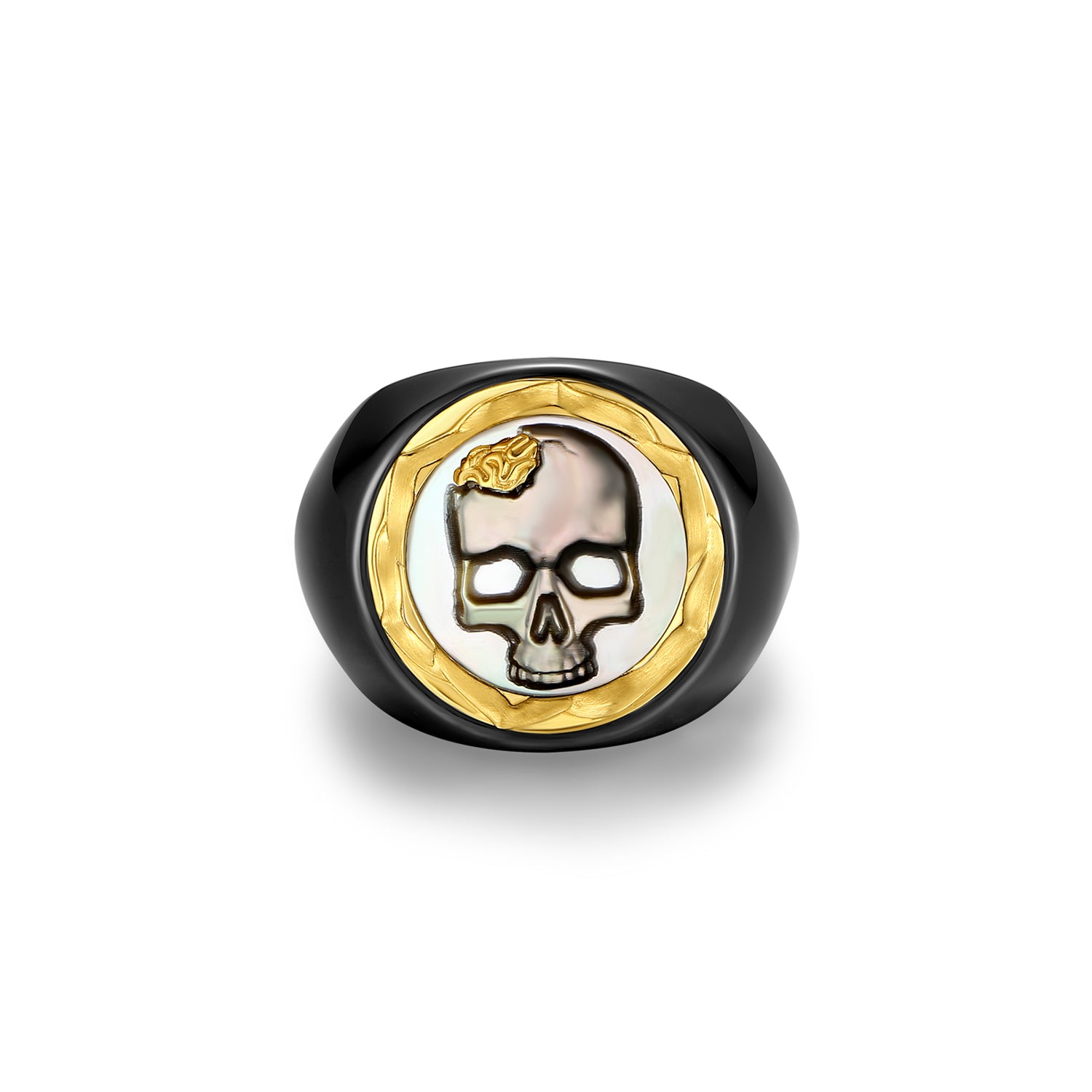 Gold rose skull ring