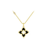 925 Sterling Silver Black Onyx Quatrefoil Pendant