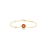 Red Agate Cross Badge 925 Silver Bracelet
