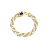 Artistic Ceramic Cuban Link Bracelet With Sapphire