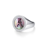 Initial A Letter Series Mother of Pearl  Signet Ring