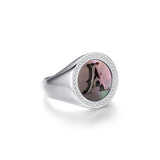 Initial A Letter Series Mother of Pearl  Signet Ring