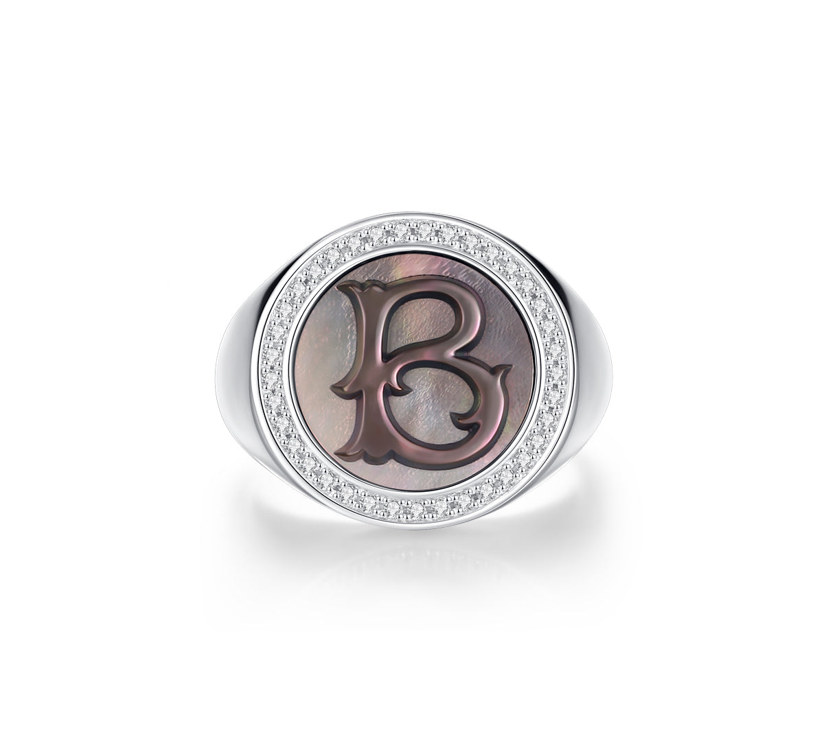 Initial A Letter Series Mother of Pearl  Signet Ring