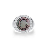 Initial A Letter Series Mother of Pearl  Signet Ring