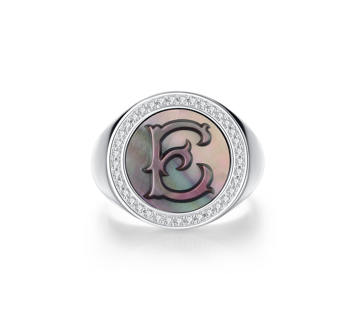 Initial A Letter Series Mother of Pearl  Signet Ring