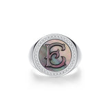 Initial A Letter Series Mother of Pearl  Signet Ring