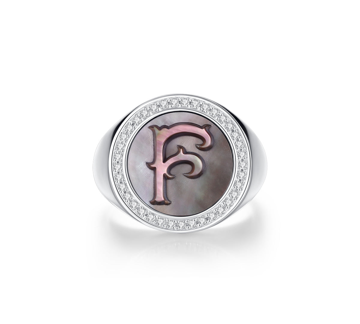Initial A Letter Series Mother of Pearl  Signet Ring