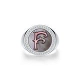 Initial A Letter Series Mother of Pearl  Signet Ring