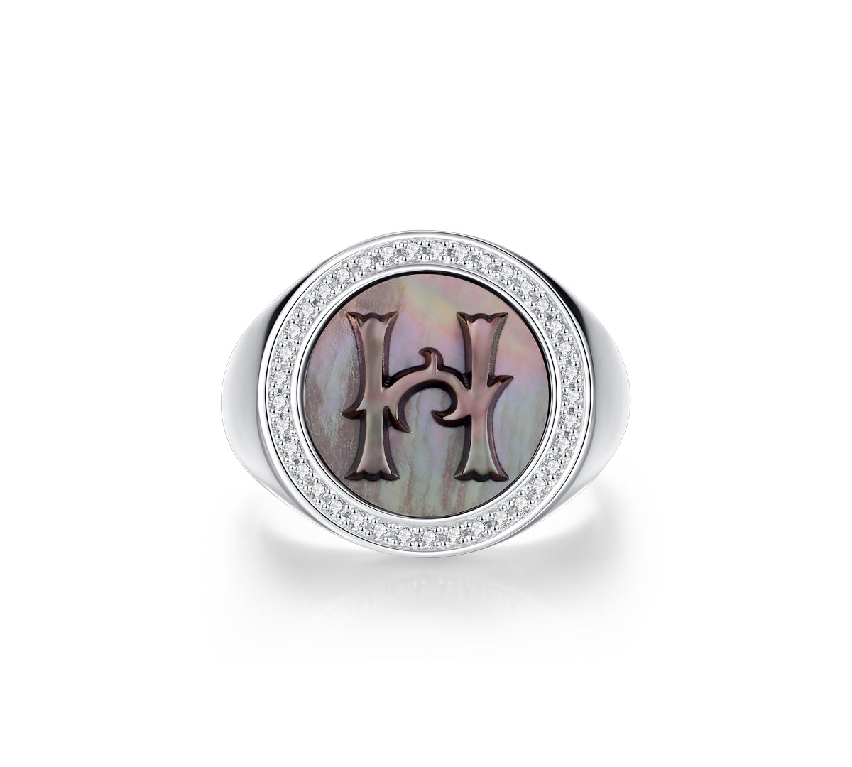 Initial A Letter Series Mother of Pearl  Signet Ring